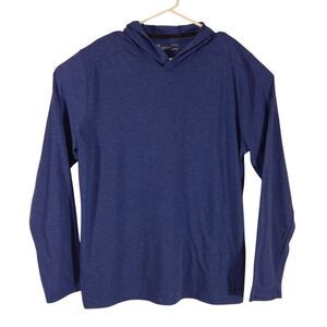 Under Armour hooded tshirt mens L Large royal blue threadborne long sleeve